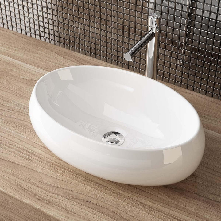 Waschbecken24 | Premium Waschbecken mit Lotus-Effekt für das Badezimmer und Gäste-WC (48x34x14cm, We