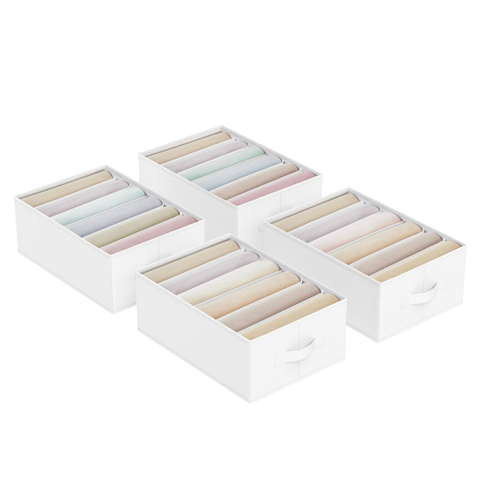 SONGMICS Kleiderschrank-Organizer 4er Set, Aufbewahrungsbox 6 Fächer, Schubladen-Ordnungssystem, Ord