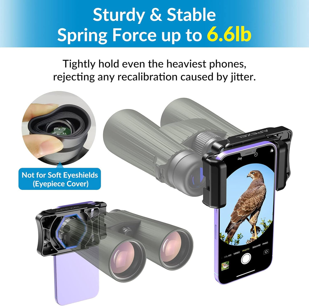 APEXEL Universal Spektiv Handy Adapter,Kompatibel mit Fernglas Binokulares Monokular Spektiv und Mik