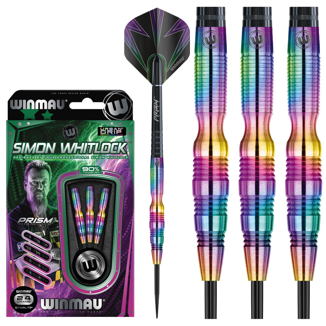 WINMAU Champions - Simon Whitlock 3: 24g Profi Wolfram Steeltip Dartpfeile Set mit Flights und Schäf