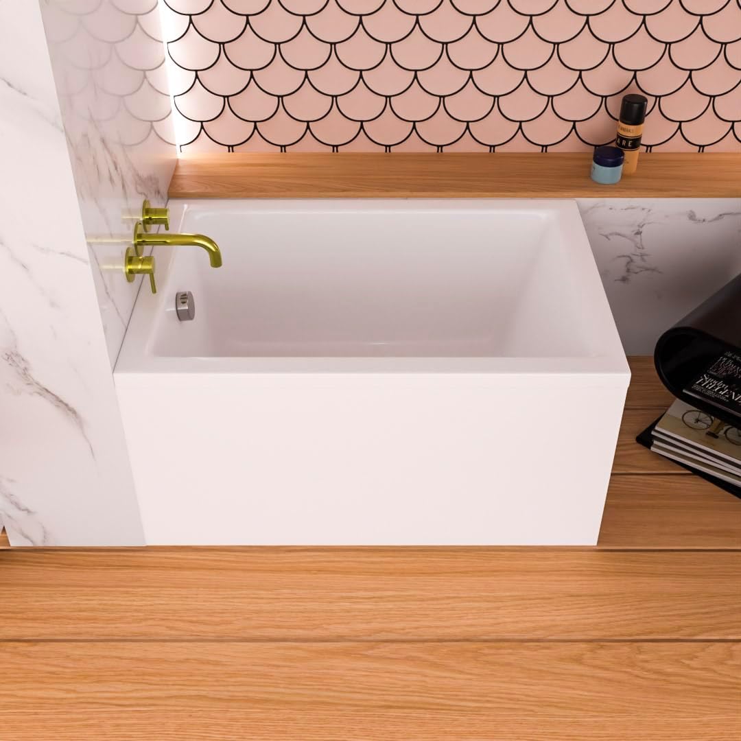 ECOLAM Badewanne Marella 100x70 cm + Schürze | raumsparend kleine moderne Wanne Rechteck Top QUALITÄ