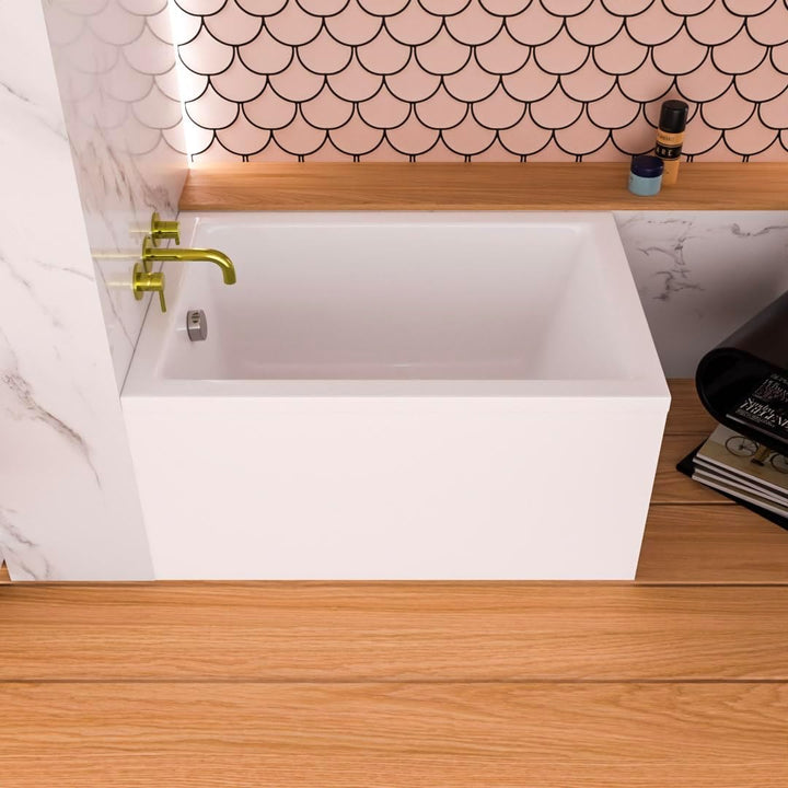 ECOLAM Badewanne Marella 100x70 cm + Schürze | raumsparend kleine moderne Wanne Rechteck Top QUALITÄ