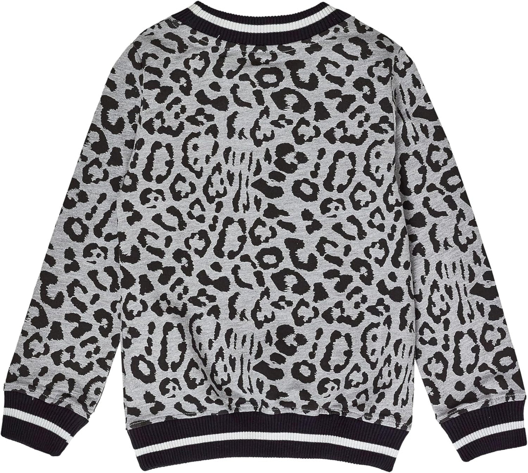 Winkiki Kinder Teenager Mädchen Pullover Leopardenmuster Longsleeve Langarm. Grau 134, Grau 134