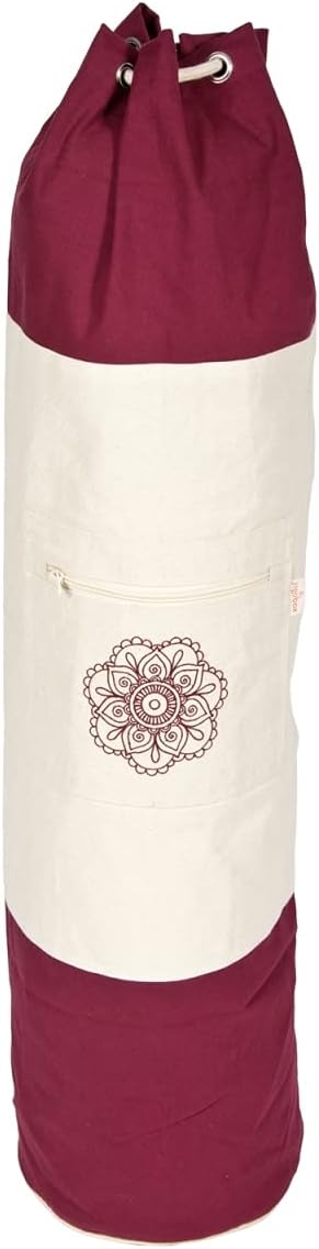 Yogabox Yogatasche Surya Bag 2 farbig für Schurwollmatten Aubergine / Natur 75 cm, Aubergine / Natur