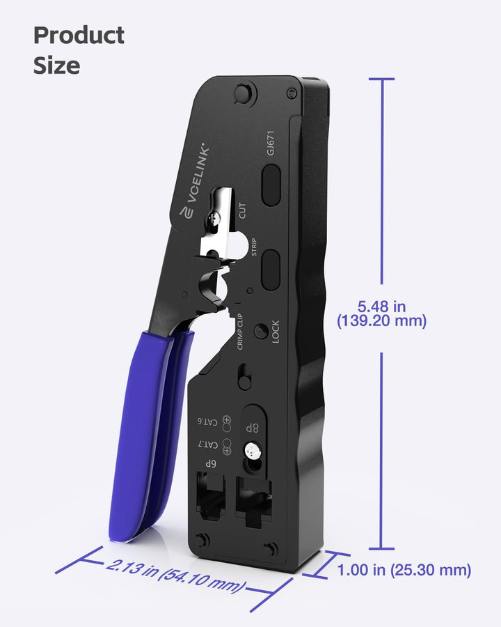 VCELINK GJ671BL Crimpzange RJ45 Presszange für stecker, Netzwerk Werkzeug für CAT 7/CAT 6A/CAT 6/CAT