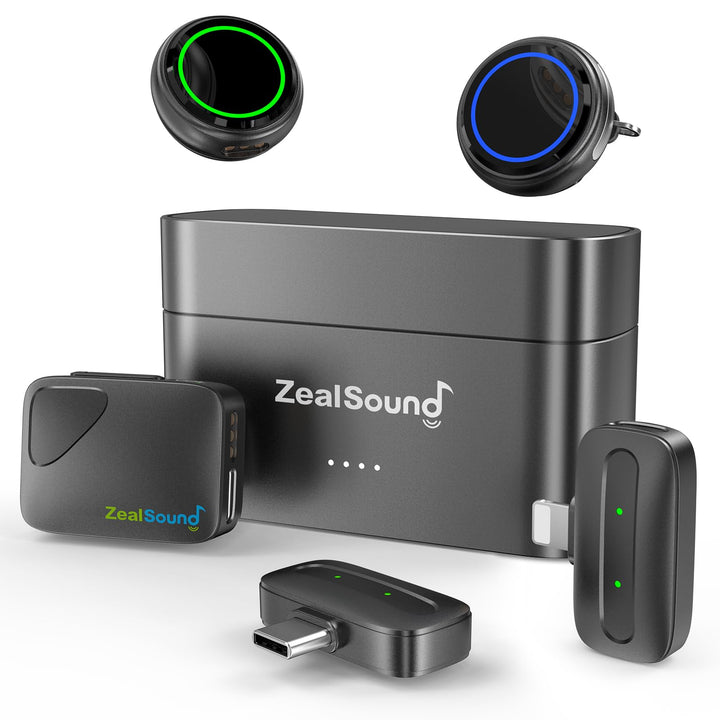 zealsound Kabellos Lavalier Mikrofon für iPhone/Kamera/Android/PC - 48KHz 24bits Hi-Fi-Audio, 40H La