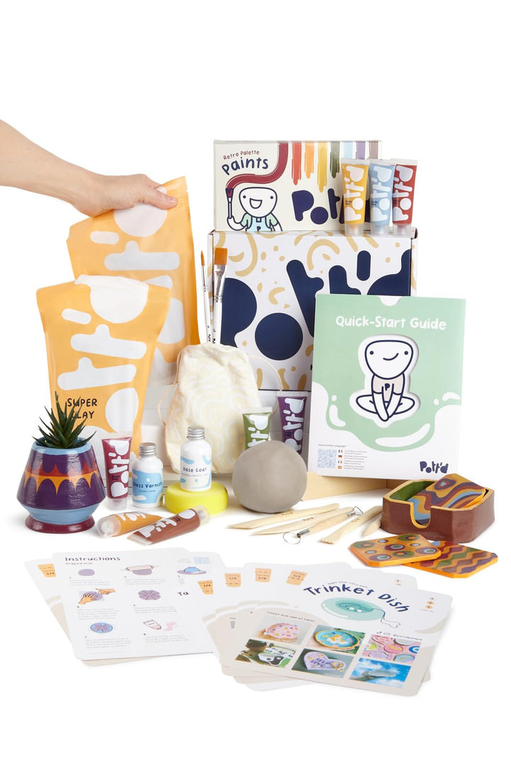 Pott'd Ton Töpferset für Anfänger für zuhause - Lufttrocknend. DIY Set für Erwachsene. Enthält: Luft