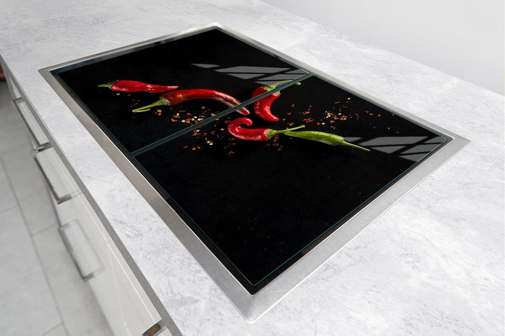TMK ArtDeko Herdabdeckplatte 2 Teilig 40x52 + 45x52 cm - Spritzschutz Herdabdeckung – Herdschutz aus
