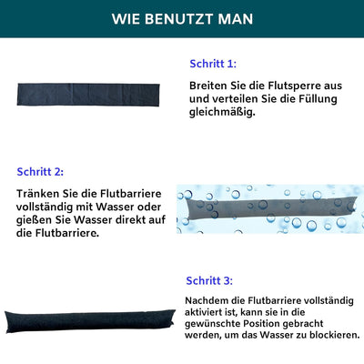4 Stück 150CM wasseraktivierte Hochwassersperren für Haustüren, sandlose Flutschutzsäcke für Garagen