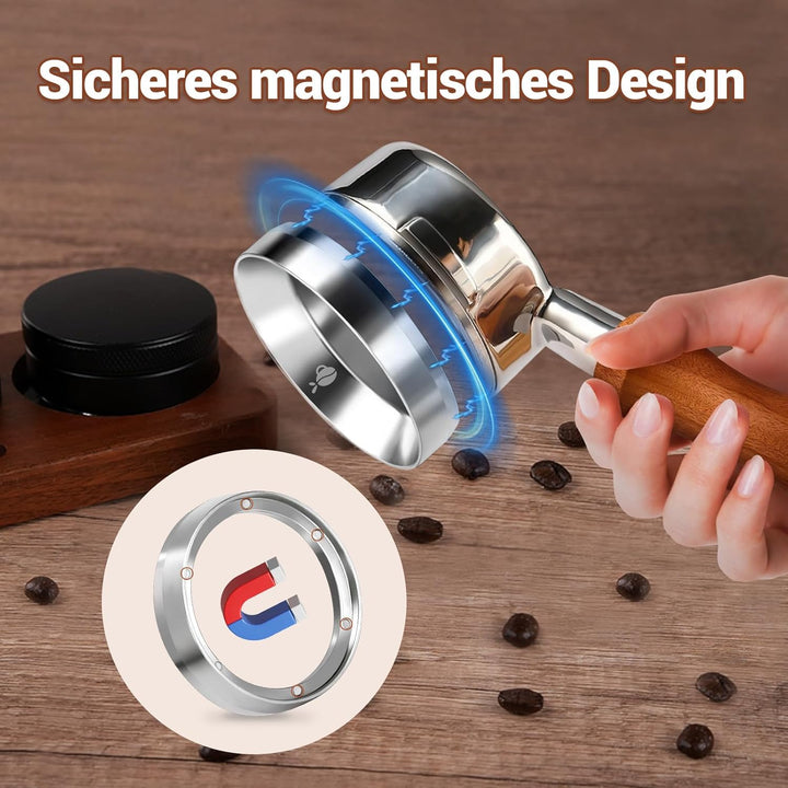 Dosierring 58mm, 304 Edelstahl Espresso Dosiertrichter, Portafilter Trichter mit magnetischen, 58mm
