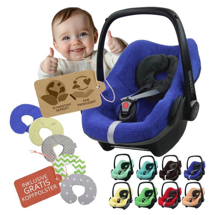 Frottee Sommerbezug [Schonbezug für Babyschale] Autositz kompatibel mit Maxi Cosi Pebble und Pebble