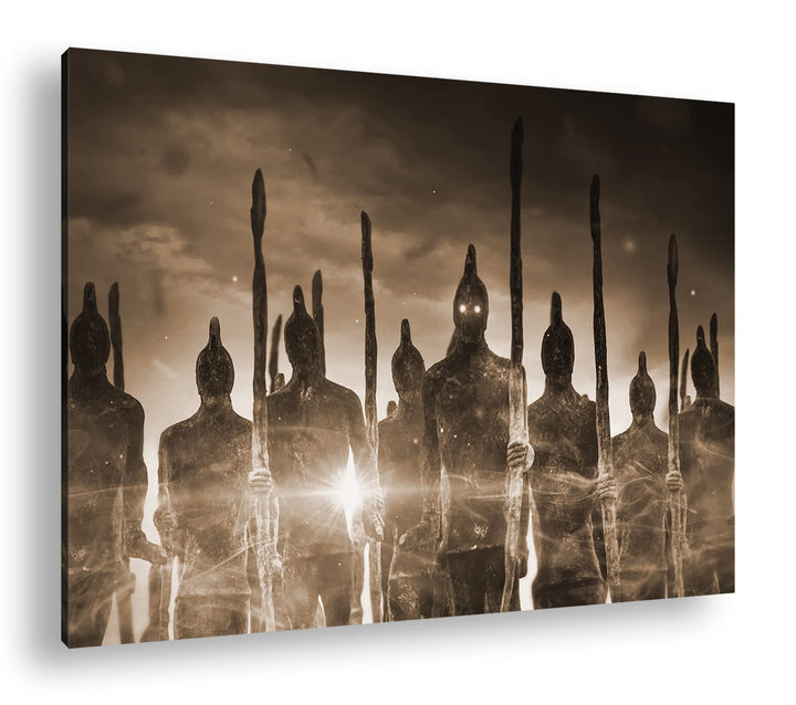 düstere Armee der Toden Format: 80x60 Effekt: Sepia als Leinwandbild, Motiv fertig gerahmt auf Echth