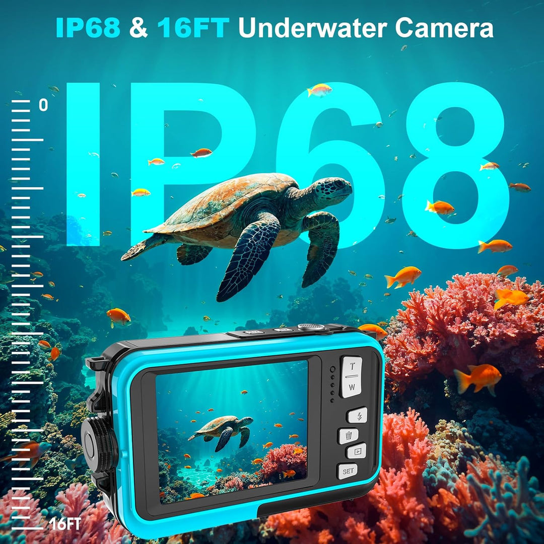 Digitalkamera, Yixinxin 4K Unterwasserkamera, 64MP Autofokus 16FT Digitalkamera wasserdichte mit 32G