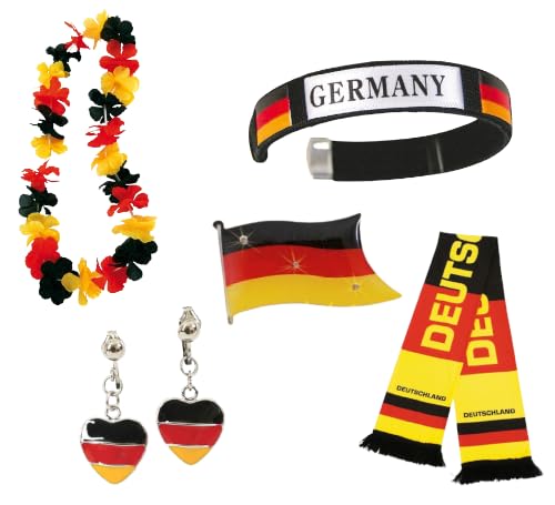KarnevalsTeufel.de Fan Set, 5-TLG. Deutschland, EM, WM, Fussballparty, Germany, Fanartikel