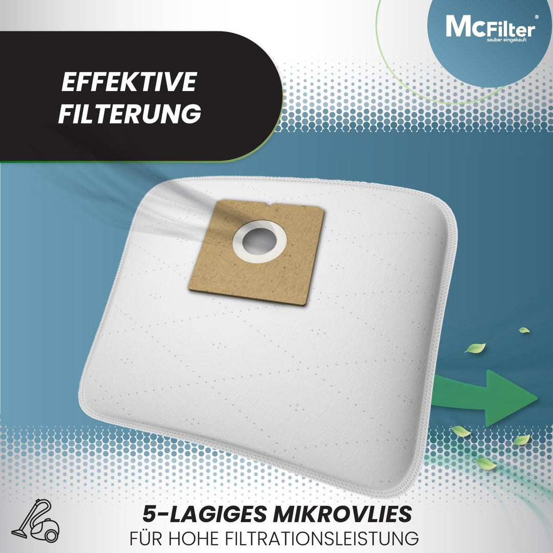 McFilter I 20 Staubsaugerbeutel geeignet für Clatronic, Bestron, Bomann, Dirt Devil, Progress, Cecot