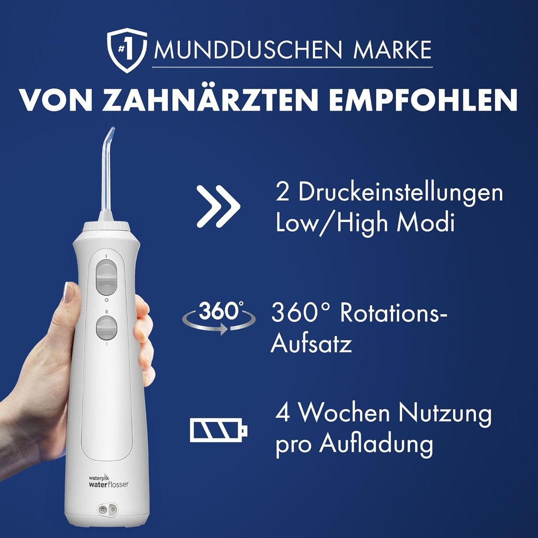 Waterpik Kabellose Munddusche, wiederaufladbar, elektrische Zahnreinigung, ideal zur Plaque-Entfernu