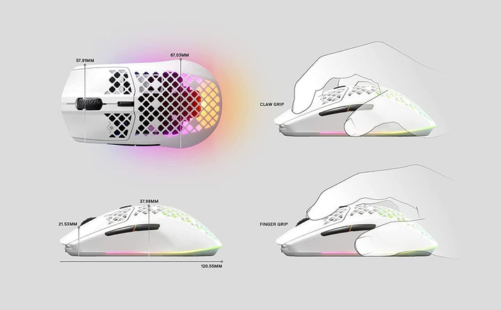 SteelSeries Aerox 3 Wireless Snow (2022) - Superleichte Gaming-Maus - 68 g Gewicht und wasserabweise