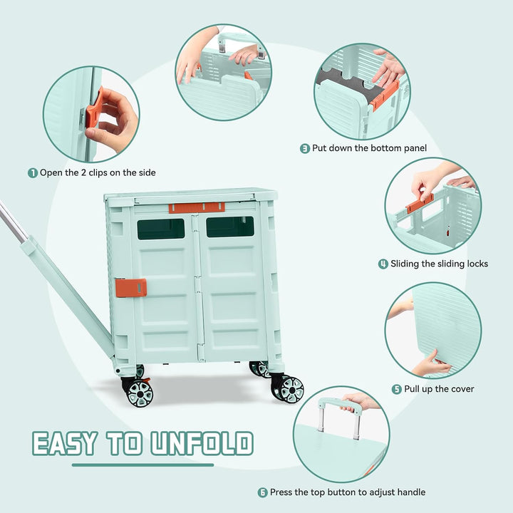 Zusammenklappbarer Mehrzweckwagen auf Rädern, arbeitssparender zusammenklappbarer Trolley mit magnet