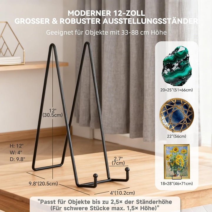 Tellerständer aus Metall Tellerhalter Tisch - Tischstaffelei für grosse und schwere Sammelteller, Bi