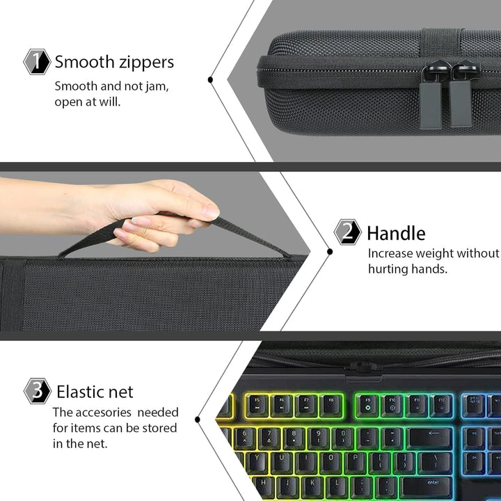 co2CREA Harte Tastatur reiseschutzhülle Etui Tasche für Razer cynosa V2 /Cynosa Chroma/BlackWidow V3