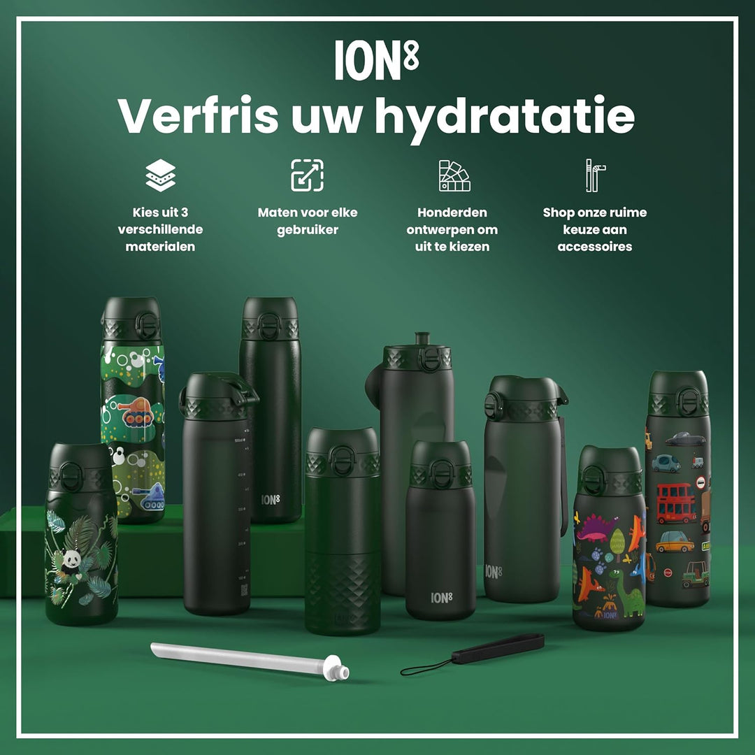 Ion8 1 Liter Edelstahl Trinkflasche, Auslaufsicher, Einhandöffnung, Sichere Verriegelung, Spülmaschi