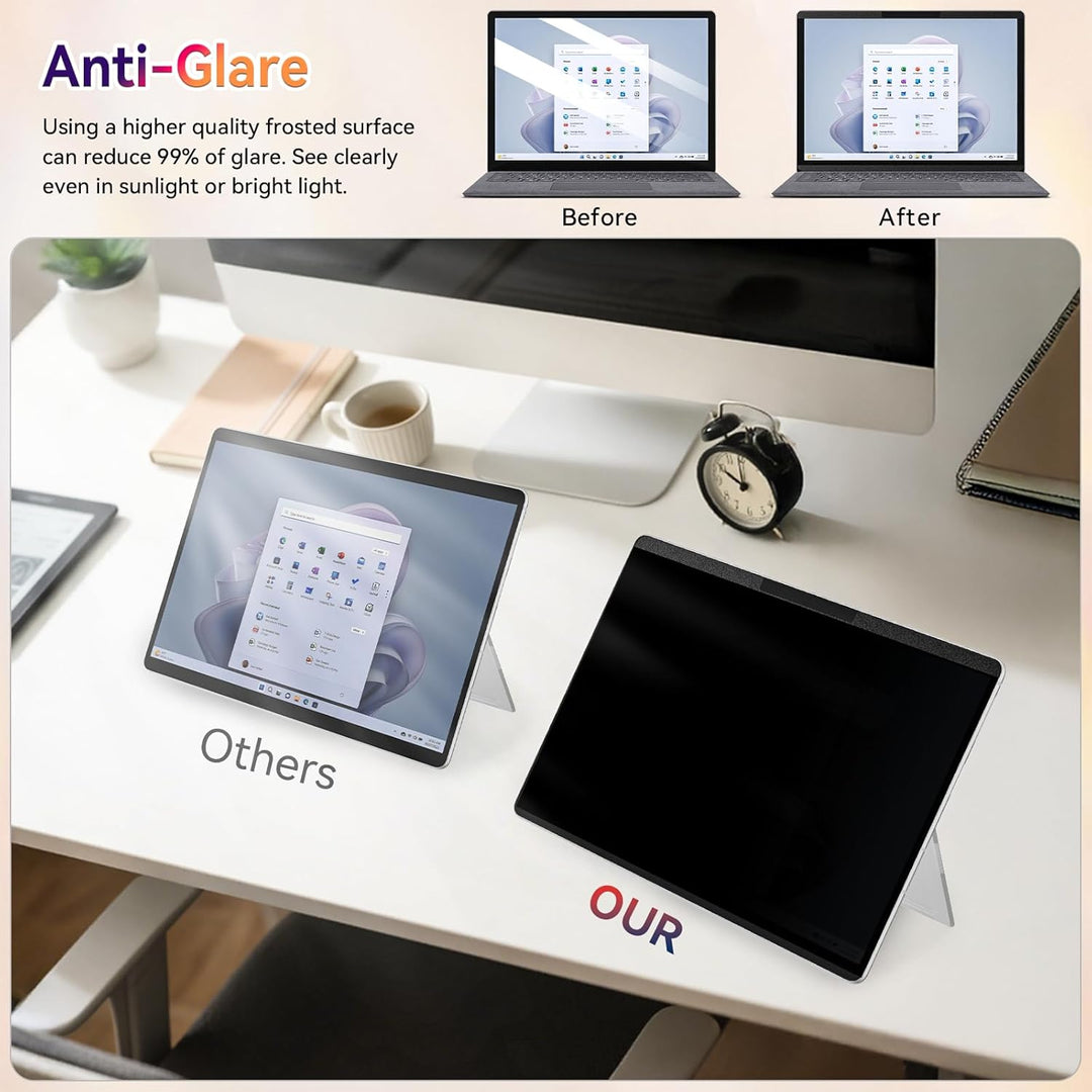 Magnetischer Blickschutzfilter für 13 Zoll Microsoft Surface Pro 11/10/9/8/X, Abnehmbar Anti Glare B