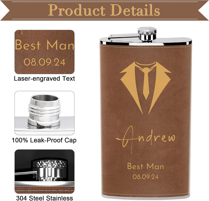 Flachmann Set mit Gravur der Berge, Flachmann Edelstahl Gross 12oz/355ml Personalisiert für Geburtst