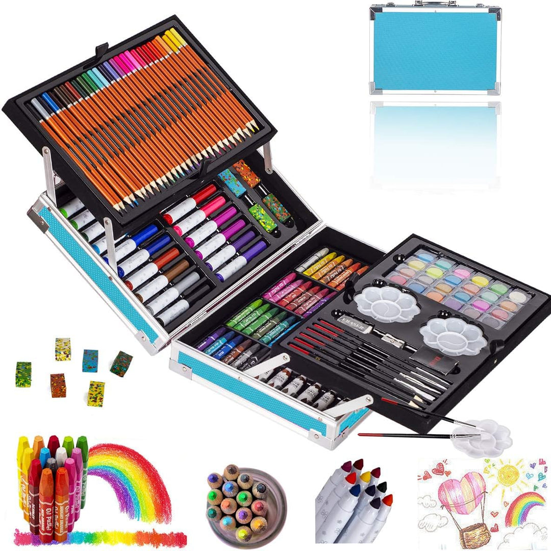 KINSPORY Malkoffer Kinder, 139 Stück Malset Kinder, Malkasten für Kinder, Deluxe Farben mit Aluminiu
