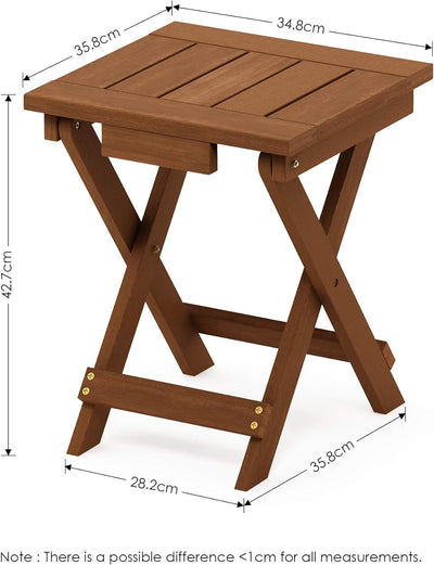 Furinno Tioman Outdoor Klapptisch aus Teaköl, Natur, 34.8 x 35.81 x 42.67 cm Holz Klein, Holz Klein