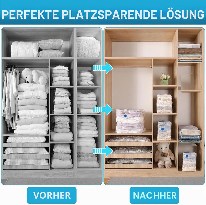 Vakuumbeutel für Kleidung mit Elektrischer Luftpumpe, 15PCS Vacuum Bags, 3xJumbo, 3xGross, 4xMittelg