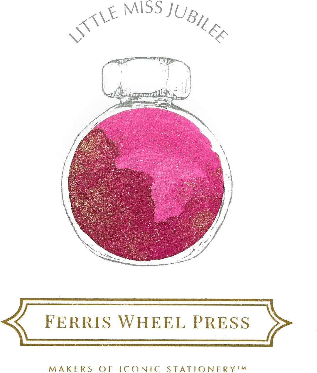 Ferris Wheel Press Fountain Pen Ink, Everyday Ink Collection, Sparkling Golden Magenta, 38ml Bright