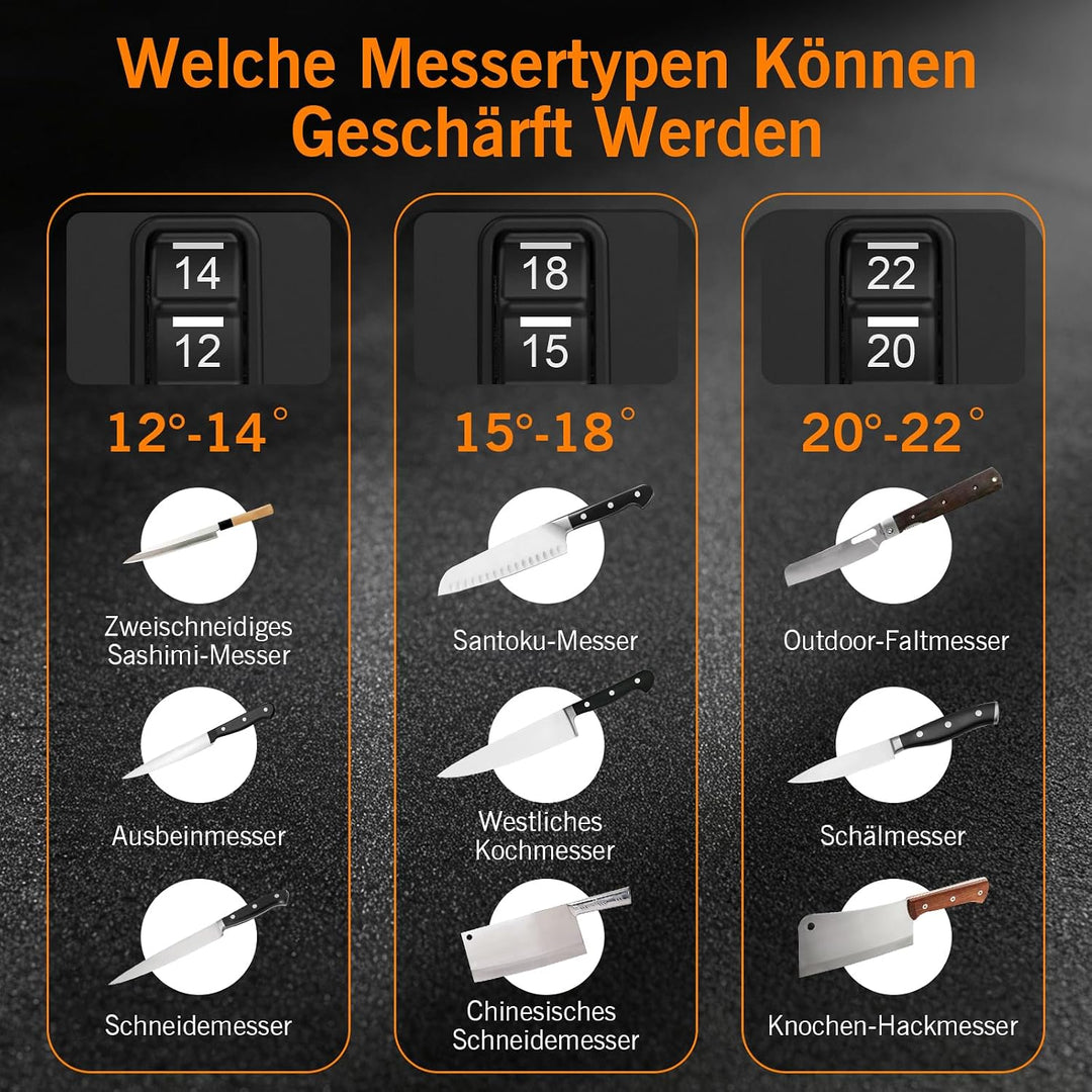 Elektrisch Messerschleifer mit Einstellbarem Winkel 12–22° für Küchenmesser