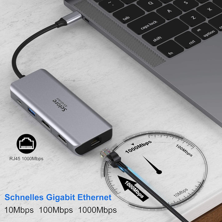 USB C Docking Station, 9 in 1 USB C Hub 2 HDMI Dual Monitor,Gigabit Ethernet, USB 3.0&USB 2.0, 100W