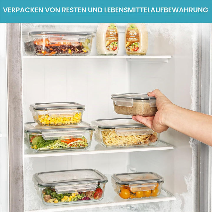 Vtopmart 8er-Pack Meal Prep Boxen Glas, Glasbehälter mit Deckel, (997ML & 355 ML) Mealprepboxen, BPA