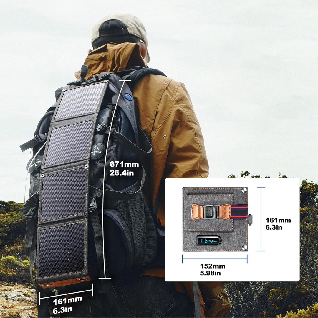 BigBlue 14W Solar Ladegerät Tragbar, Taschengrösse Solarpanel 1-Port USB(5V/2.4A) & IPX4 wasserdicht