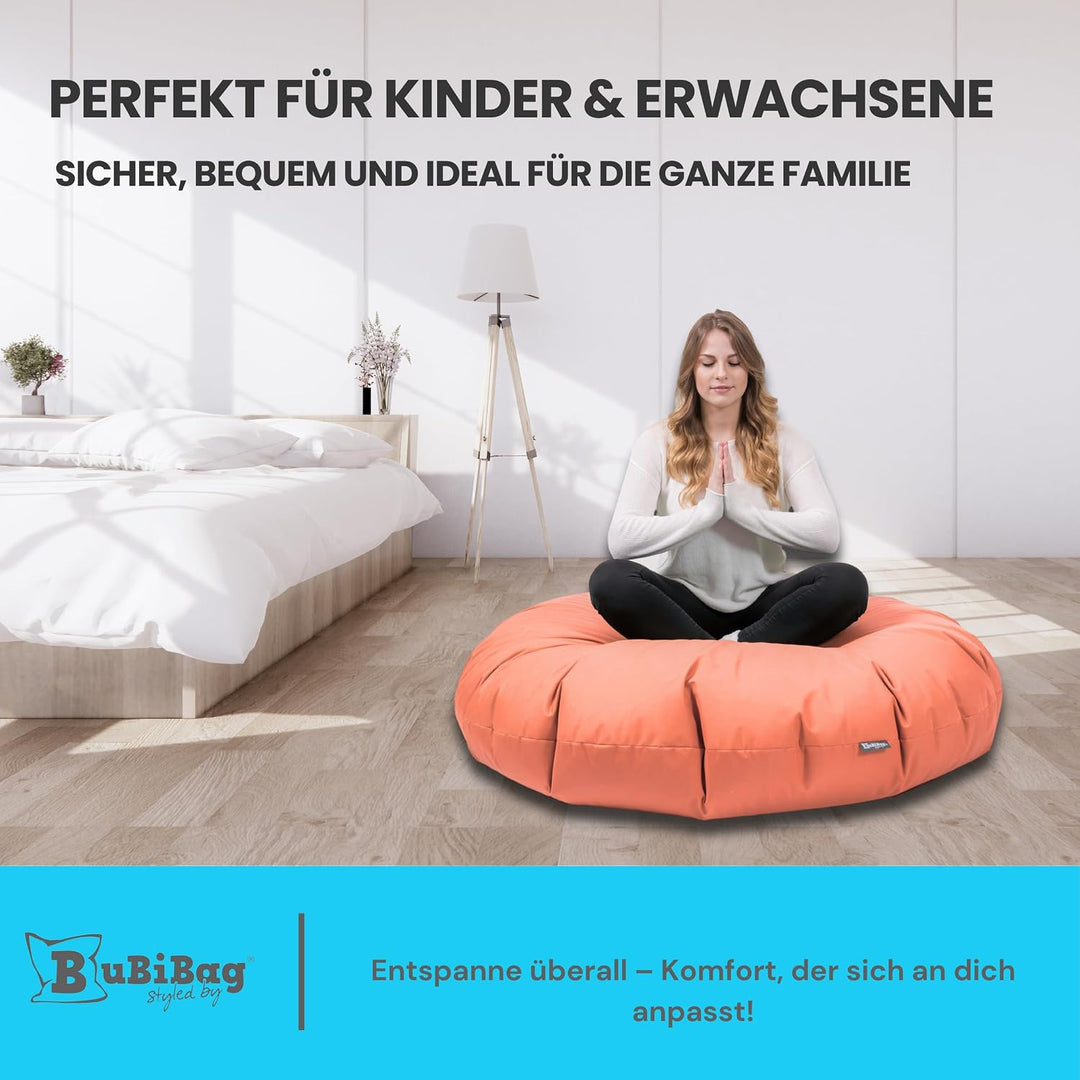BuBiBag 2in1 Sitzsack L - XXL mit Füllung für Kinder &amp; Erwachsene, Gaming Beanbag &amp; Bodenkissen für