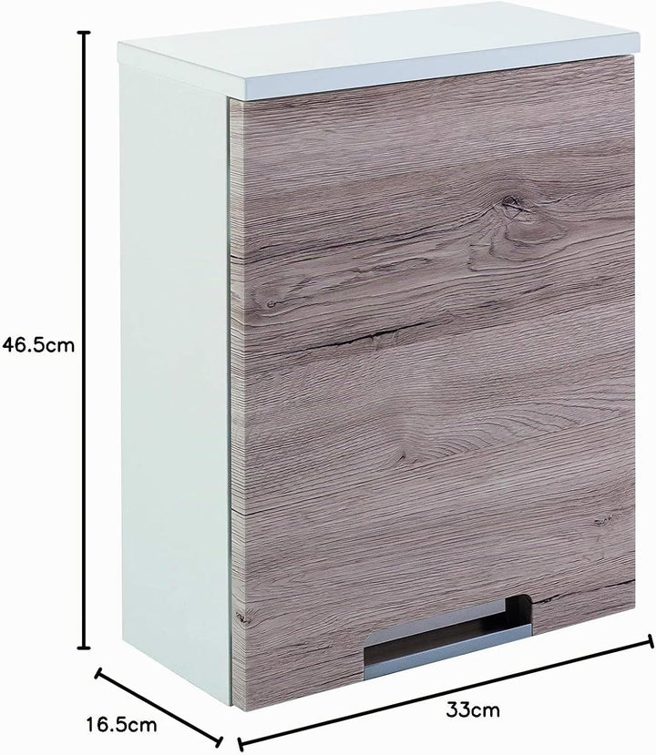 Schildmeyer Rilana 130474 Hängeschrank, weiss Glanz/Eiche Sanremo Dekor, 46,5 x 33 x 16,5 cm Weiss G