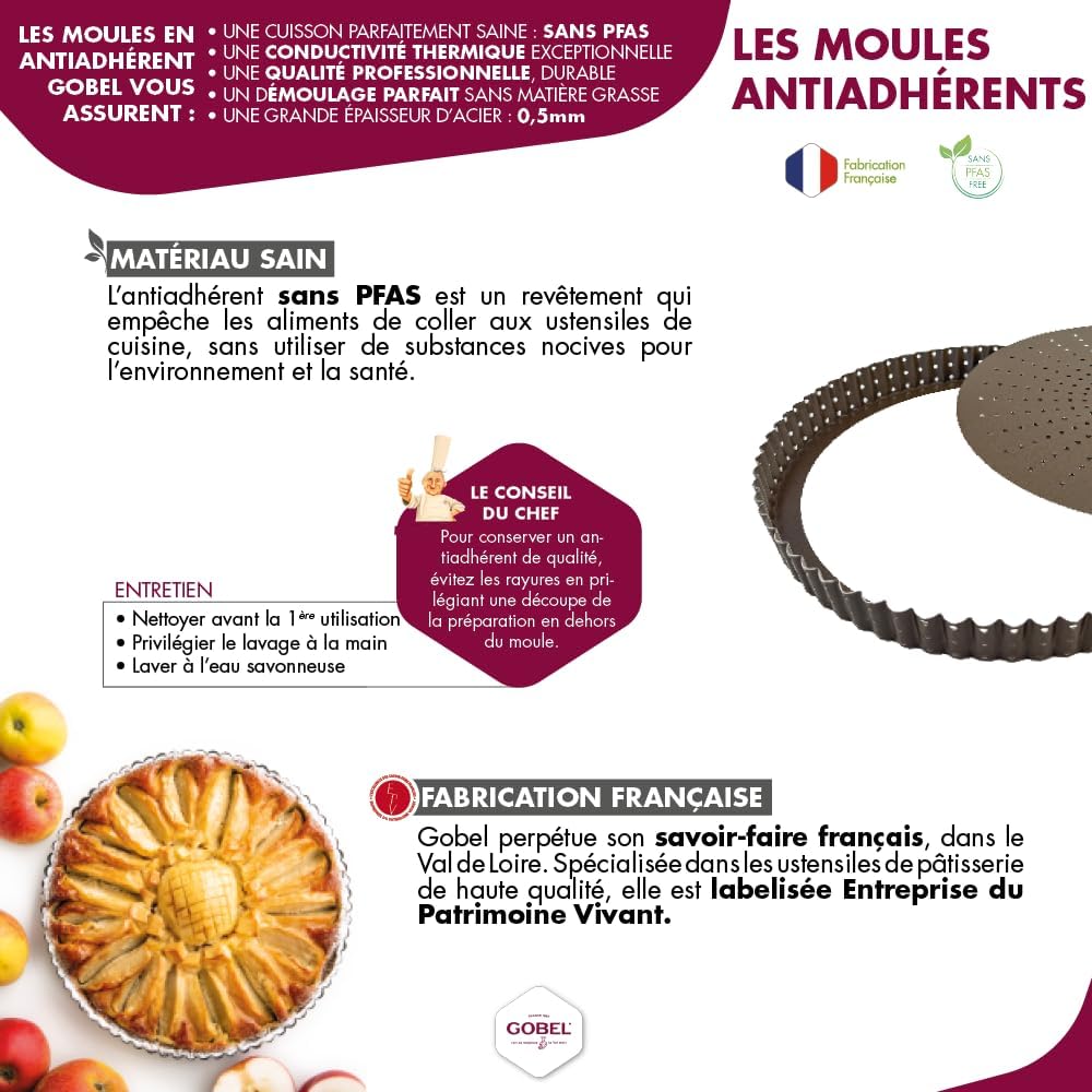GOBEL - Platte für 8 Eclairs - Antihaftbeschichtung - 315 x 228 mm - Hergestellt in Frankreich - Pro