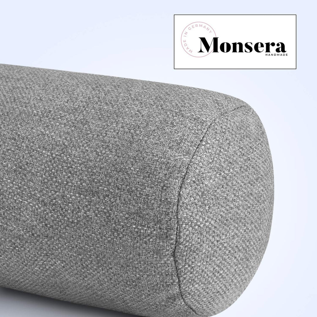 Monsera Extra Lange Nackenrolle - 19x65 cm, weich u. formstabil, fein melierter Bezug, Füllkissen au