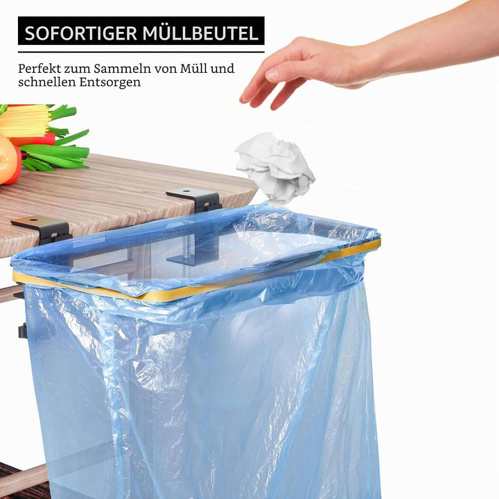 Hängender Müllsackhalter, Tragbare Mülleimer aus Edelstahl Müllsackhalter für Schränke mit Klemmring