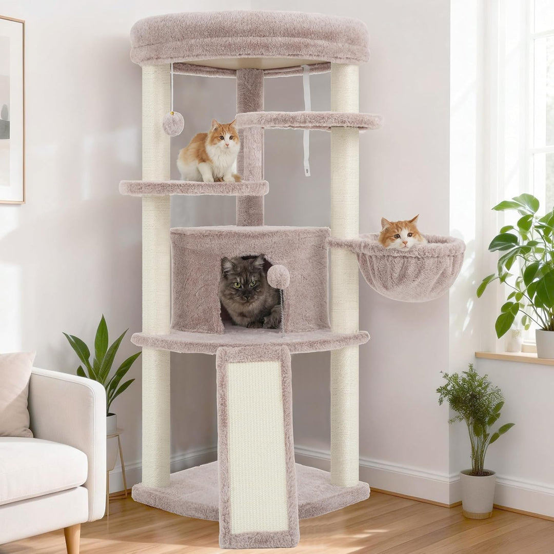 Gitelsnour Eck-Kratzbaum, Katzenbaum für Innenbereich, Mehrstöckiges katzenkratzbaum mit vollständig
