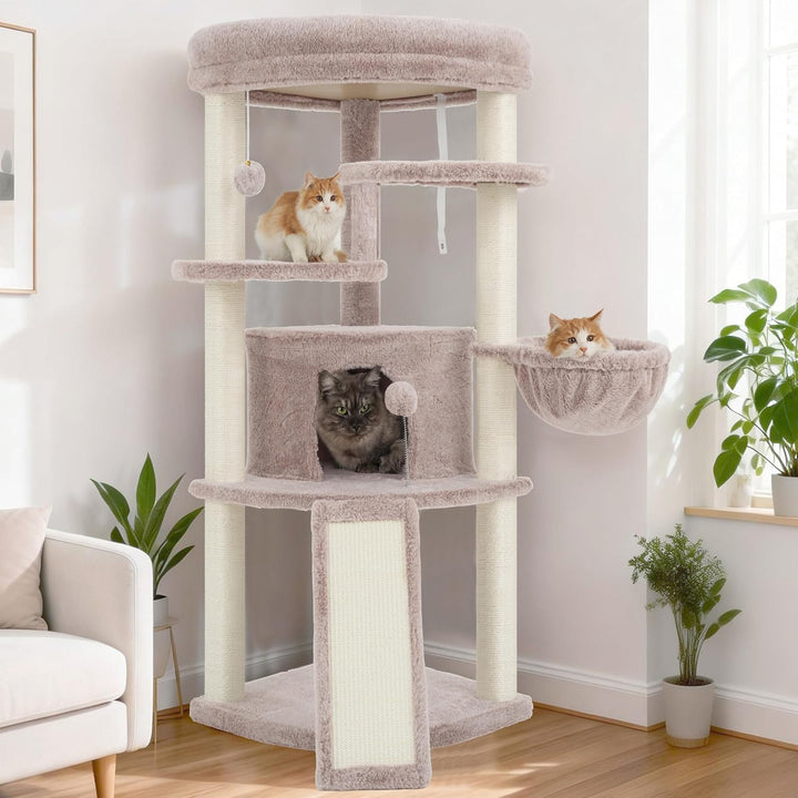 Gitelsnour Eck-Kratzbaum, Katzenbaum für Innenbereich, Mehrstöckiges katzenkratzbaum mit vollständig
