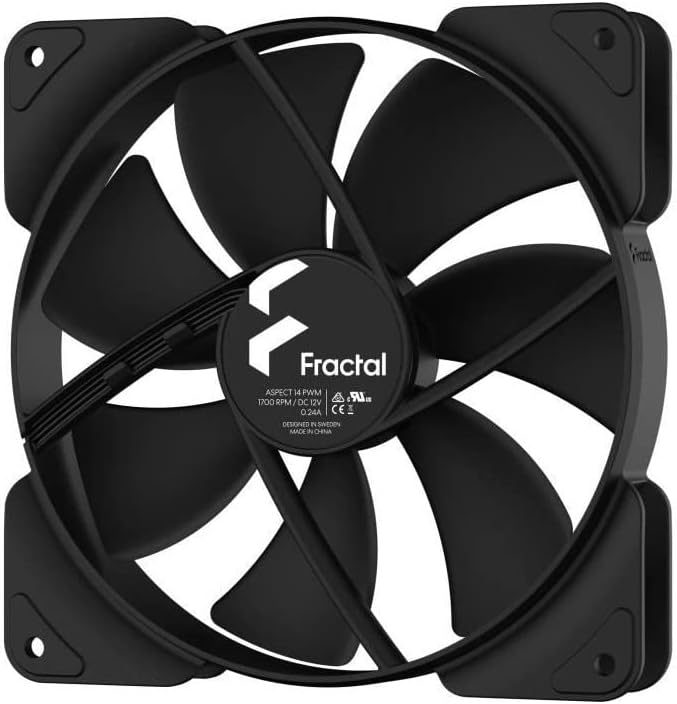 Fractal Design Aspect 14 PWM Black 140 mm Wide 500-1700 RPM Range Computer Fan, PWM Black