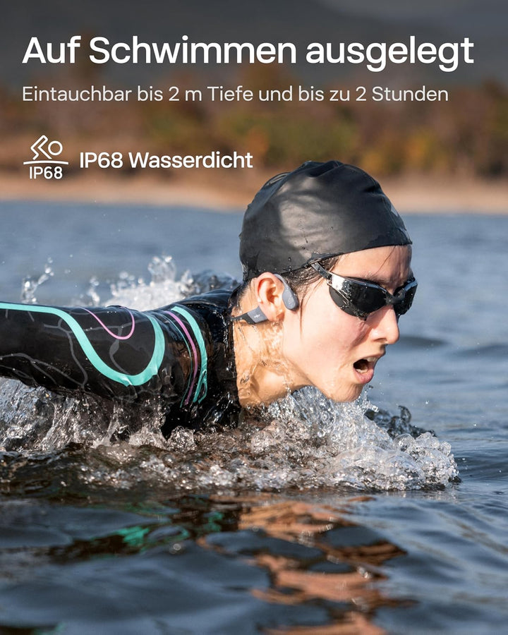 SHOKZ OpenSwim Pro Knochenschall Swimm Kopfhörer, IP68 Wasserdicht, 32GB MP3 Player, Bluetooth 5.4 S