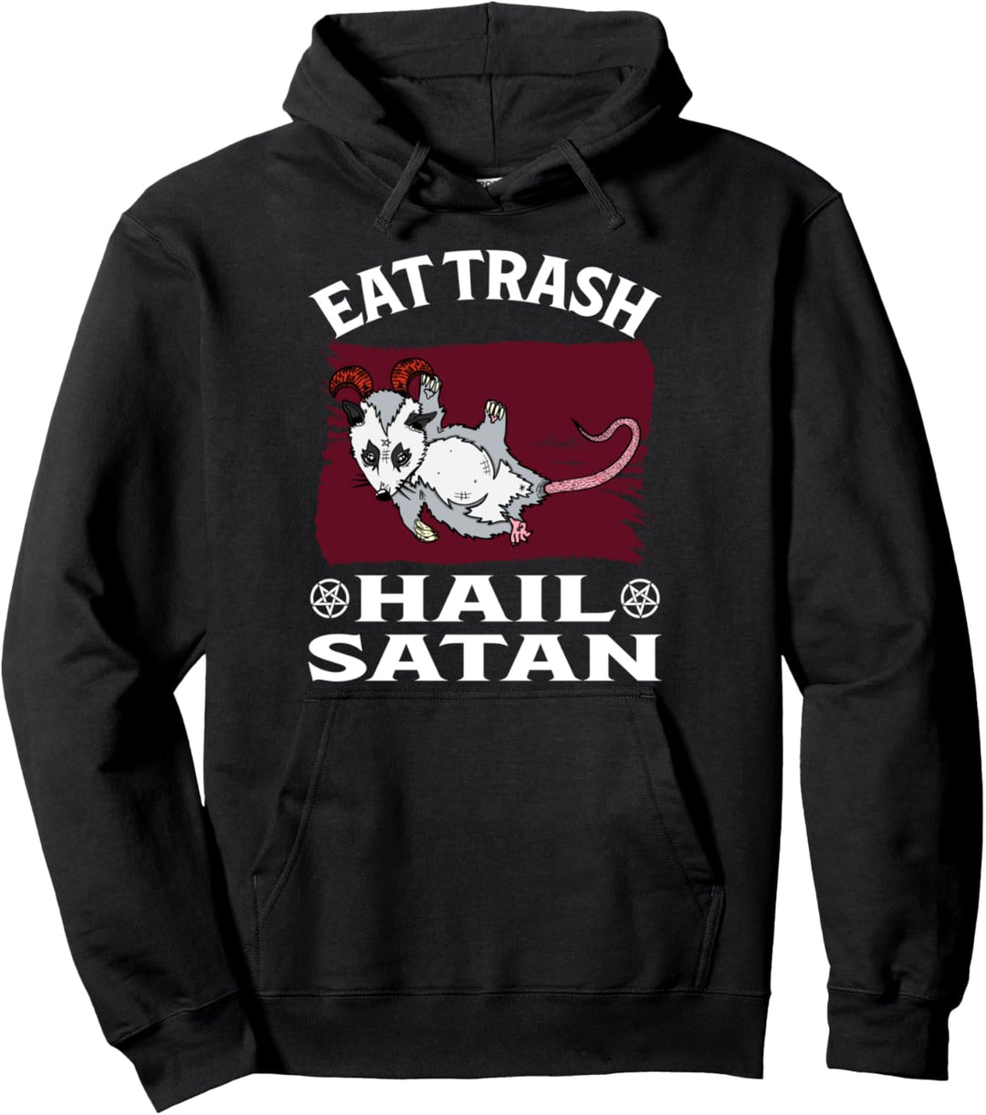 Eat Trash Hail Satanismus Okkultes Opossum Baphomet Dämon Pullover Hoodie