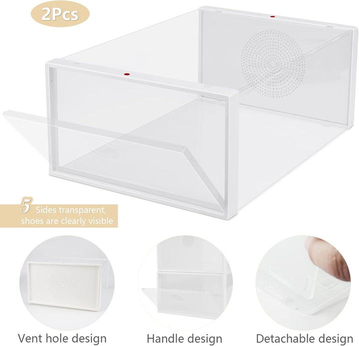 Schuhboxen 2 Stück Stapelbar Schuhaufbewahrung 33.5x23x13 cm Transparent Schuh Organizer Aufbewahrun