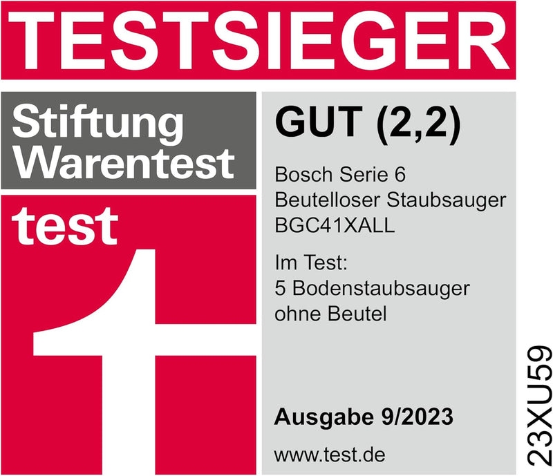 Bosch Staubsauger beutellos Serie 6 BGC41XALL, Bodenstaubsauger, ideal für Allergiker, Hygiene-Filte