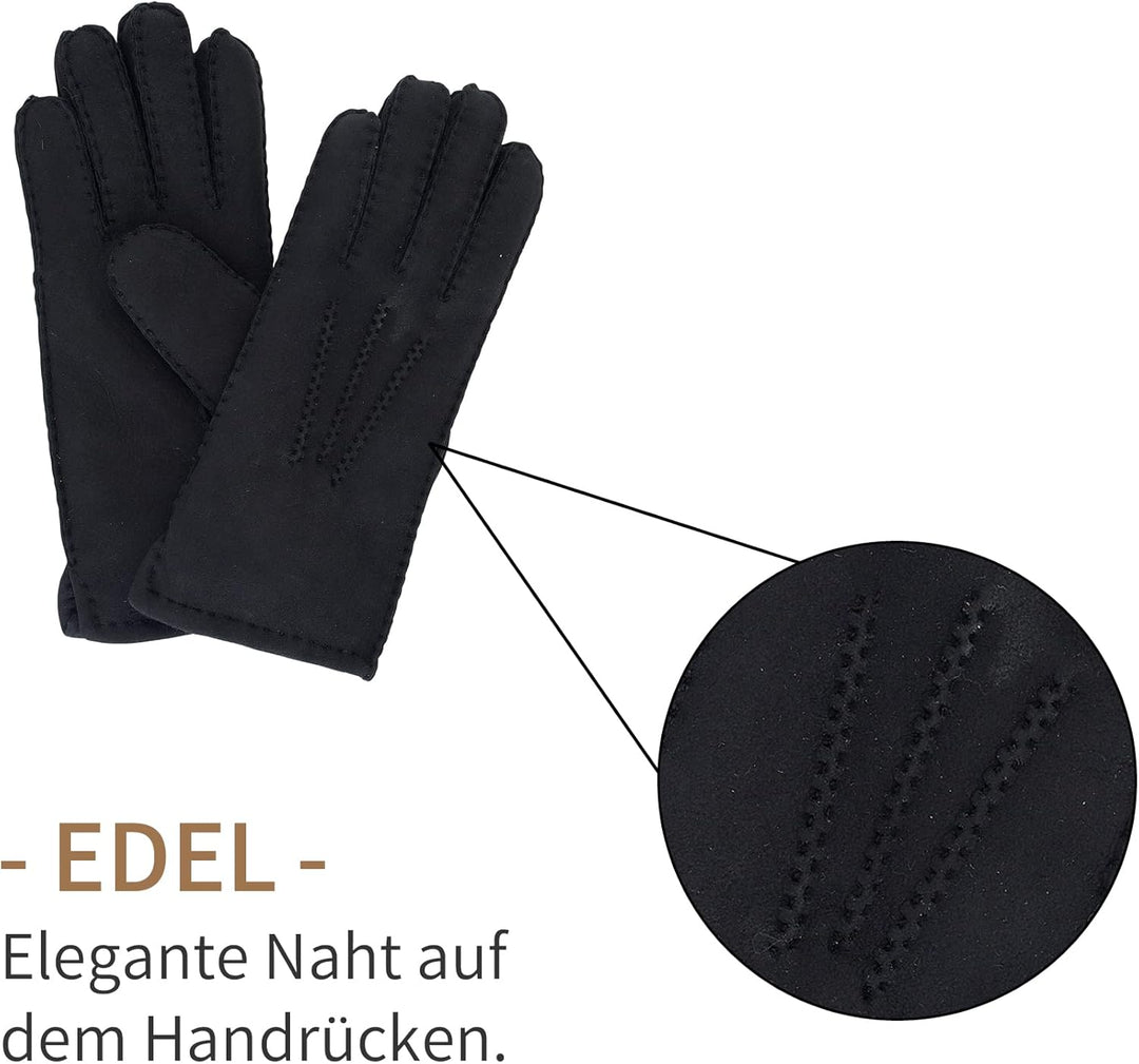 Lammfell Handschuhe für Damen - 100% Lammfell - warme Winterhandschuhe - Farben: schwarz und braun -