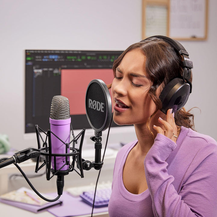 Rode NT1 Signature Purple Studio-Mikrofon Lila + keepdrum MS138 Gelenkarm-Stativ Weiss Violett Mikro