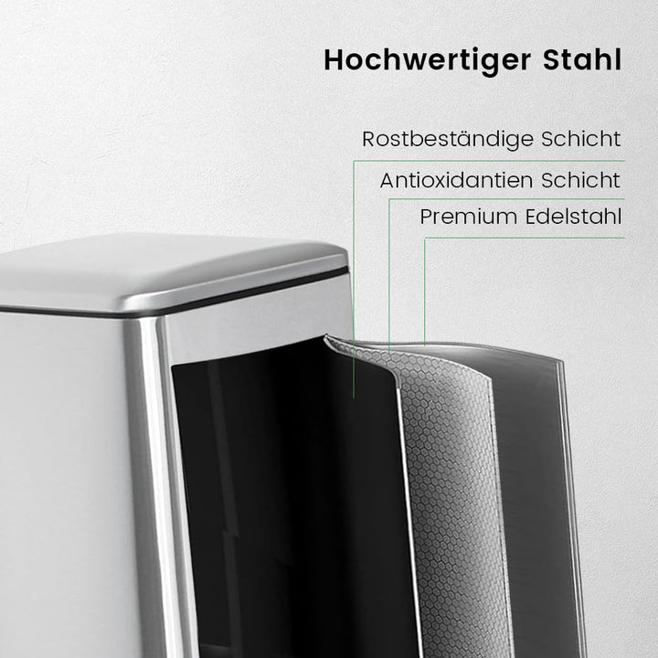 Ullege Mülleimer,30L Tretmülleimer mit Softclose Deckel,30 Liter Abfalleimer mit Fusspedal, Quadrati